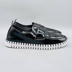 Ilse Jacobsen Shoes Womens 10 Black Patent Leather Tulip Loafer Slip On Comfort